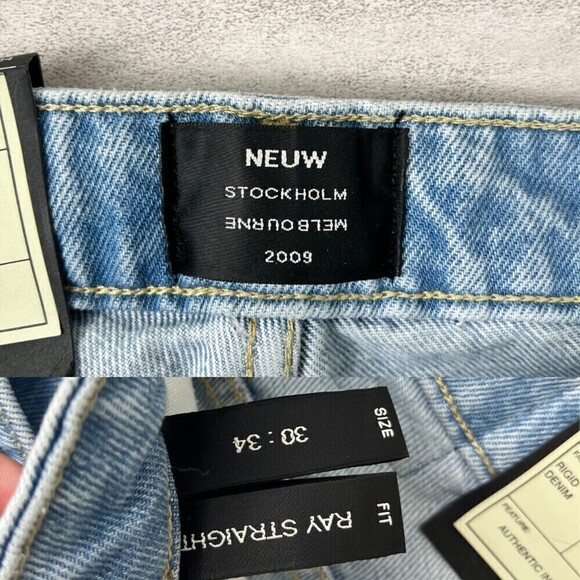 Neuw Men Size 30 Denim Trampled Ray Straight Leg Selvedge Ridge Cotton Jeans - Picture 4 of 13